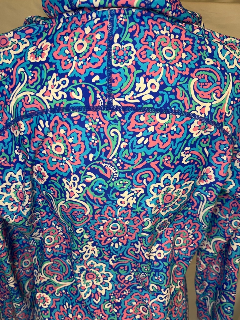 Coolibar Bright Blue and Pink Paisley Swim Cover-Up Dress SPF - Picture 6 of 10